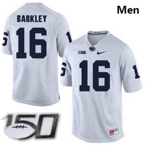 Men Penn State Nittany Lions 16 Billy Fessler White College Football Stitched 150TH Patch Jersey